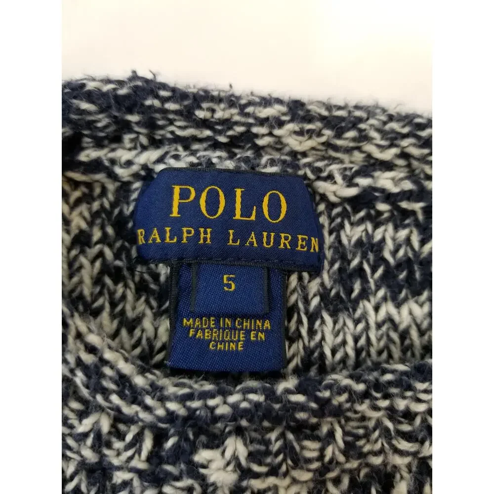 Polo Ralph Lauren 100% Cotton Navy Blue Kids Unisex Boys Girls Sweater Size 5